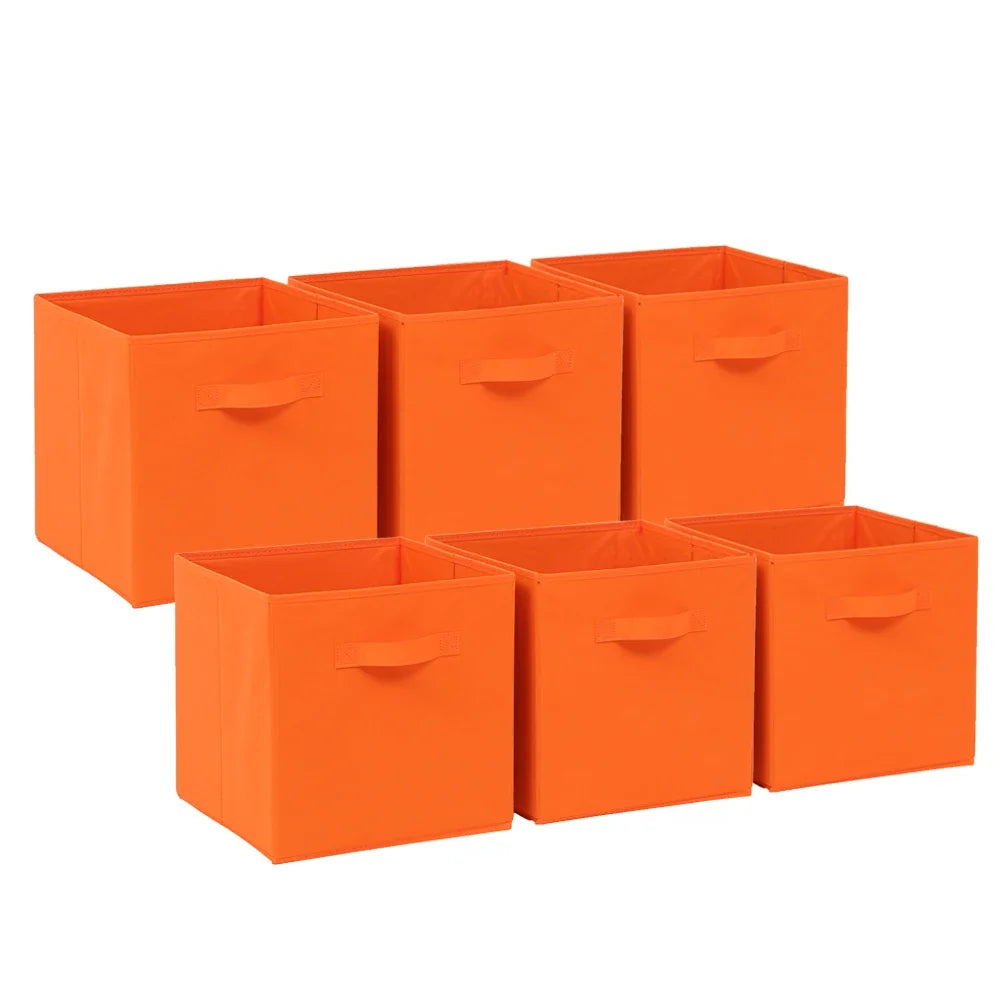 6 Pack Fabric Storage Cube Box - 30cm Foldable Organiser Boxes Home Organisation