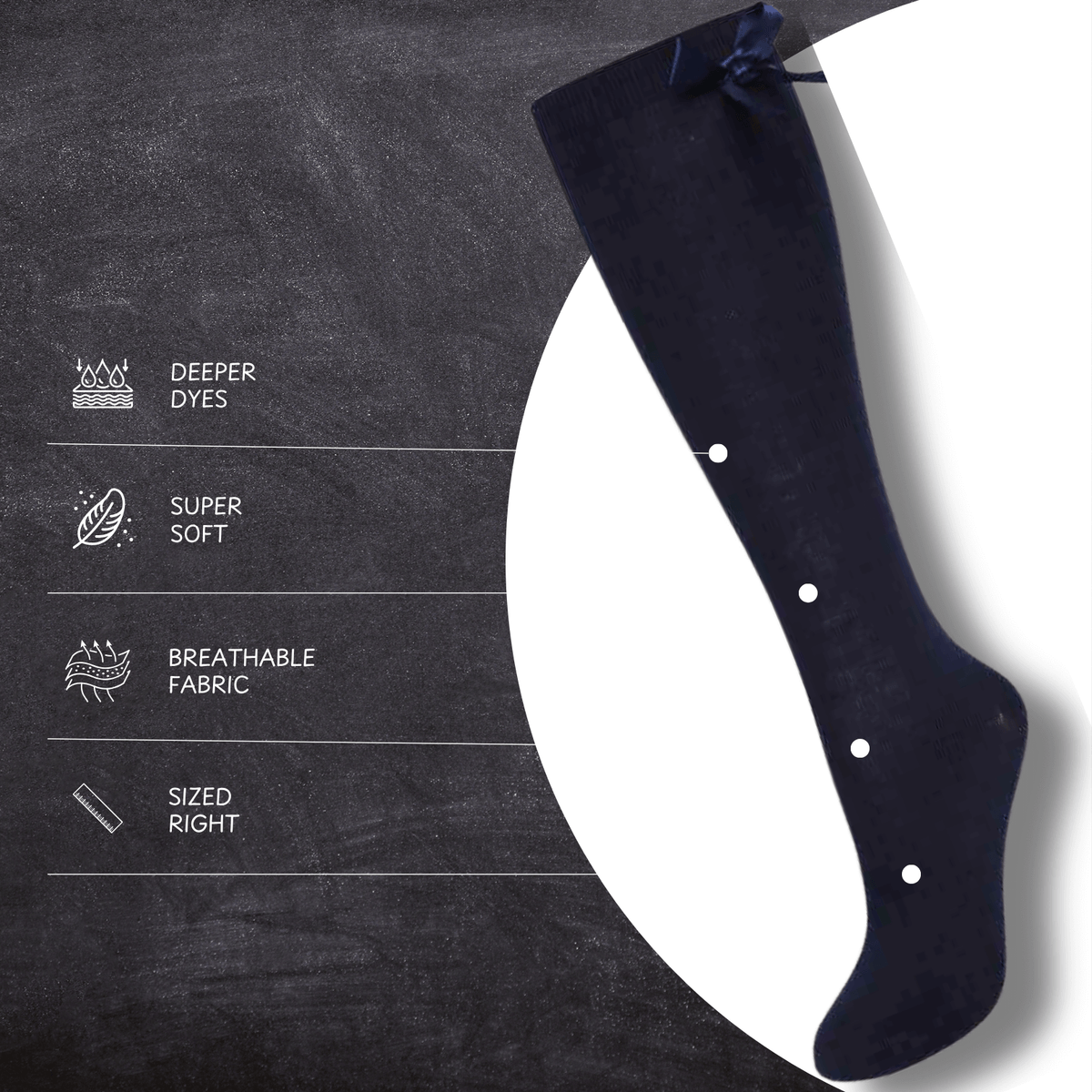 Sock Stack 6 Pairs Girls Knee High Socks With Ribbon Bows Cotton Rich For Uniforms Ages