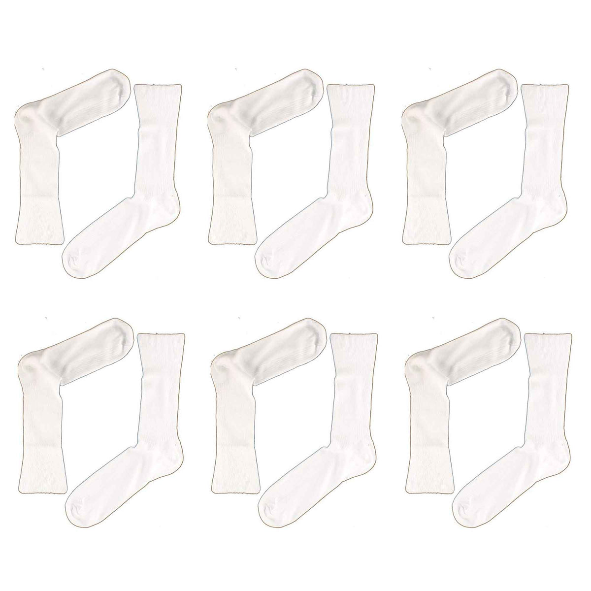 Sock Stack Mens 100% Cotton Loose Top Non Elastic Diabetic Friendly Socks 6 Pairs