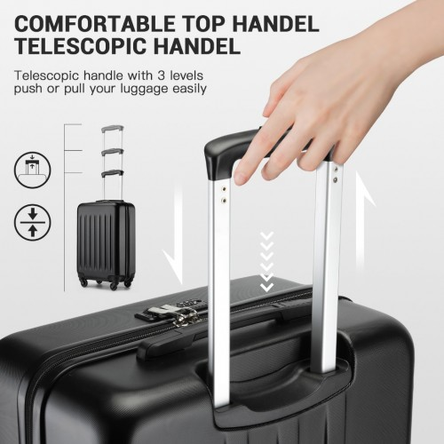 KSK2477 - Kono Durable 28 Inch Expandable ABS Vertical Textured Hard Shell Suitcase with Secure 3-Digit Lock - Black