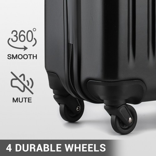 KSK2477 - Kono Durable 28 Inch Expandable ABS Vertical Textured Hard Shell Suitcase with Secure 3-Digit Lock - Black