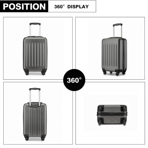 KSK2477 - Kono Durable 20 Inch Lightweight ABS Vertical Textured Carry-On Suitcase with Secure 3-Digit Lock - Grey