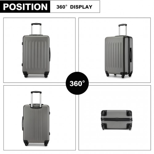 KSK2477 - Kono Durable 28 Inch Expandable ABS Vertical Textured Hard Shell Suitcase with Secure 3-Digit Lock - Grey