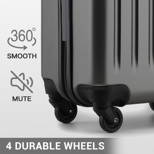 KSK2477 - Kono Durable 28 Inch Expandable ABS Vertical Textured Hard Shell Suitcase with Secure 3-Digit Lock - Grey