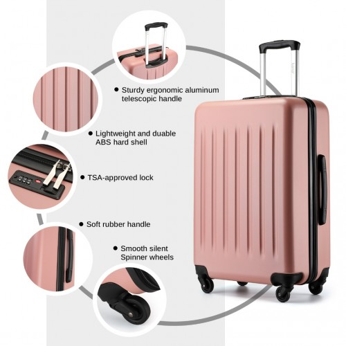 KSK2477 - Kono Durable 28 Inch Expandable ABS Vertical Textured Hard Shell Suitcase with Secure 3-Digit Lock - Nude