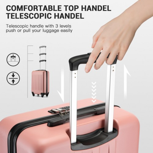 KSK2477 - Kono Durable 28 Inch Expandable ABS Vertical Textured Hard Shell Suitcase with Secure 3-Digit Lock - Nude