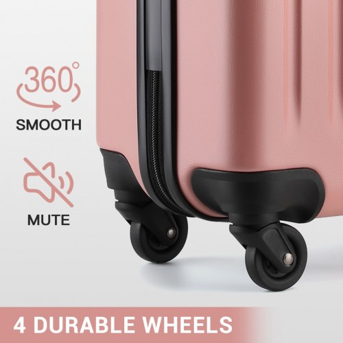 KSK2477 - Kono Durable 28 Inch Expandable ABS Vertical Textured Hard Shell Suitcase with Secure 3-Digit Lock - Nude