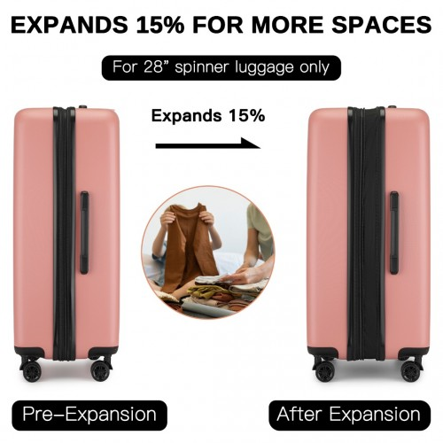 KSK2477 - Kono Durable 28 Inch Expandable ABS Vertical Textured Hard Shell Suitcase with Secure 3-Digit Lock - Nude