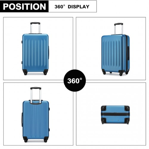 KSK2477 - Kono Durable 28 Inch Expandable ABS Vertical Textured Hard Shell Suitcase with Secure 3-Digit Lock - Navy