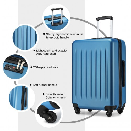 KSK2477 - Kono Durable 28 Inch Expandable ABS Vertical Textured Hard Shell Suitcase with Secure 3-Digit Lock - Navy