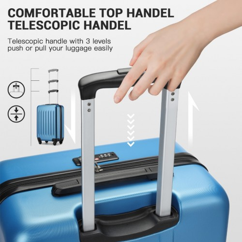 KSK2477 - Kono Durable 28 Inch Expandable ABS Vertical Textured Hard Shell Suitcase with Secure 3-Digit Lock - Navy