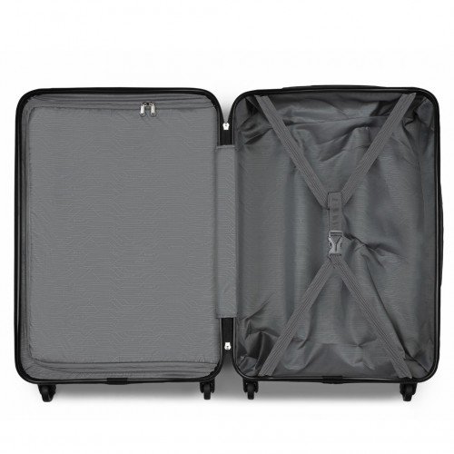 KSK2477 - Kono Durable 24 Inch Lightweight ABS Vertical Textured Check-in Suitcase with Secure 3-Digit Lock - Black