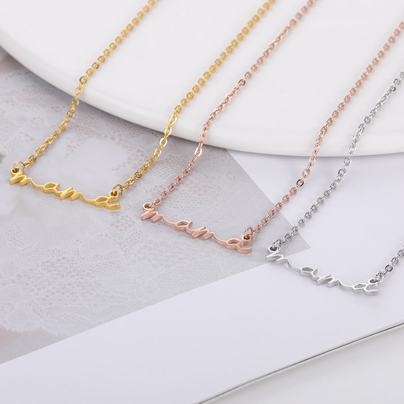 Stainless Steel Mother's Day Gift Female Jewelry English Letter Hand-painted Necklace