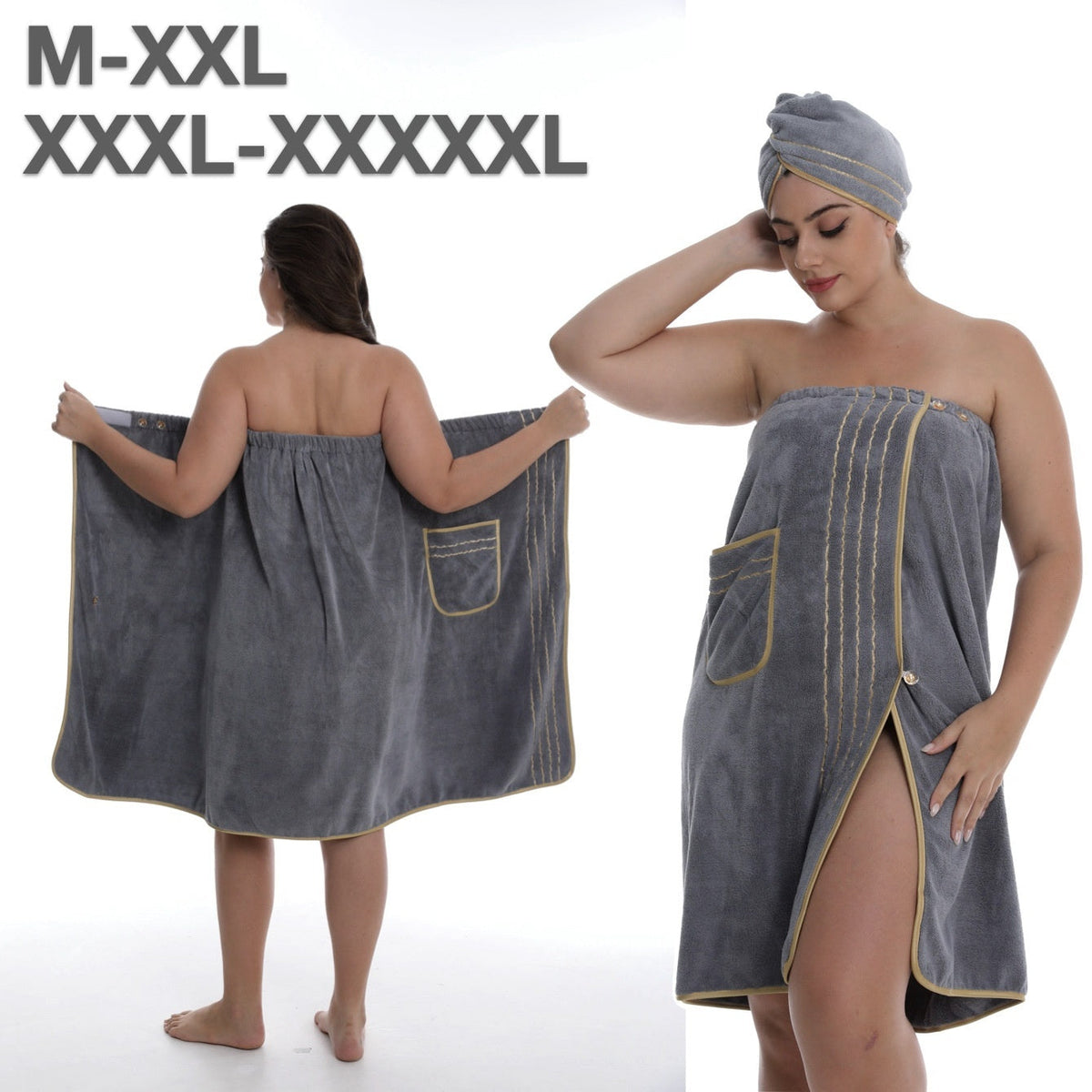 Plus-size Bath Skirt Coral Fleece Bathrobe And Bath Cap Set