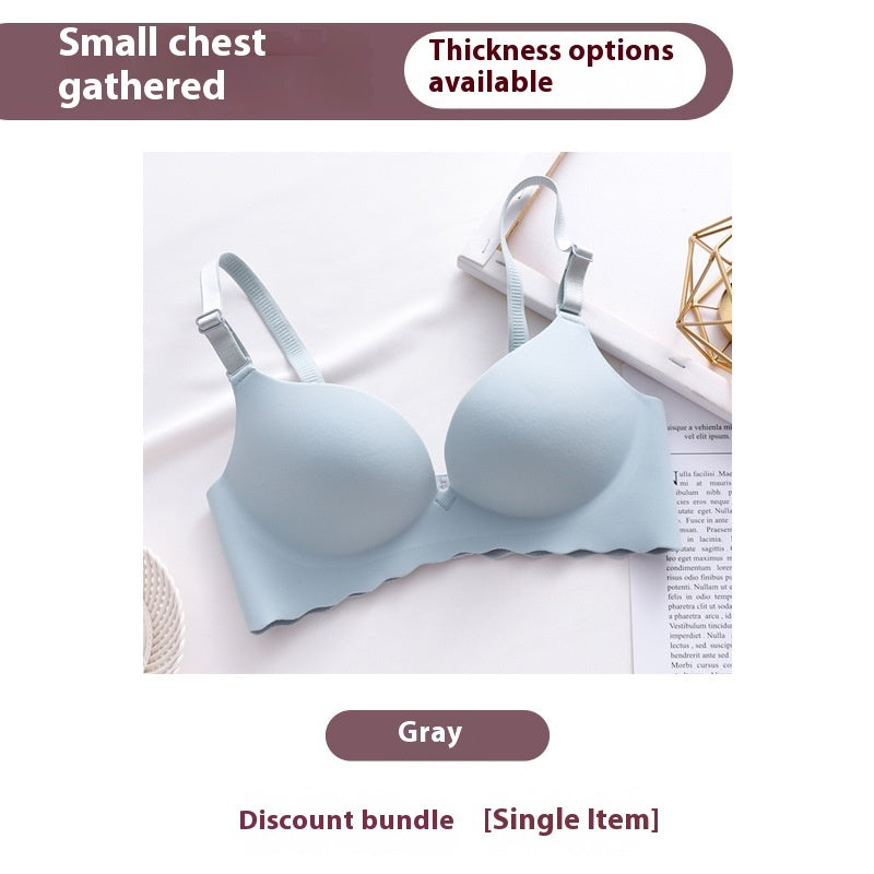Women's Pure Color All-matching Macarons One Piece Underwear Bra-free