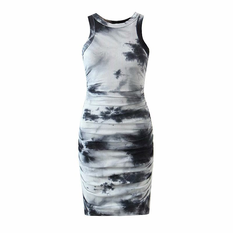 Black and white tie-dye dress
