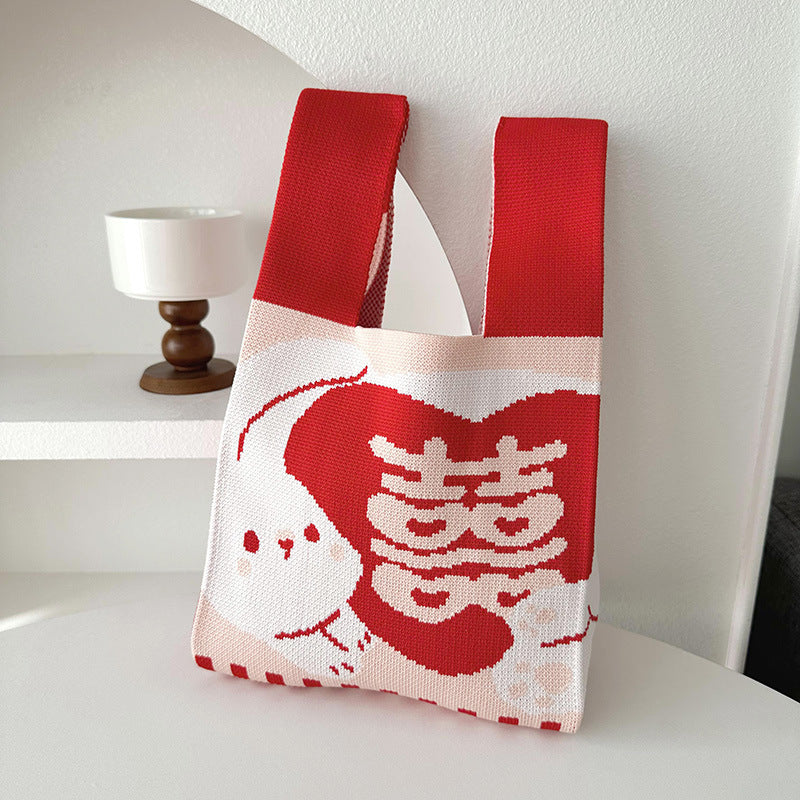 Rabbit Knitted Shoulder Bag Large Capacity Tote