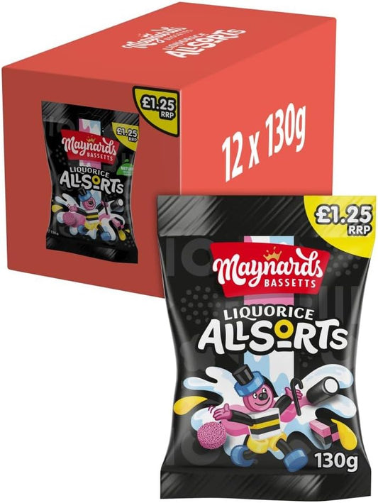 10 x Bolsas de dulces Maynards Bassetts Liquorice Allsorts de 130 g