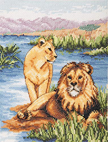 Anchor Counted Cross Stitch Kit: Essentials: Lions, Multi, 23 x 18cm