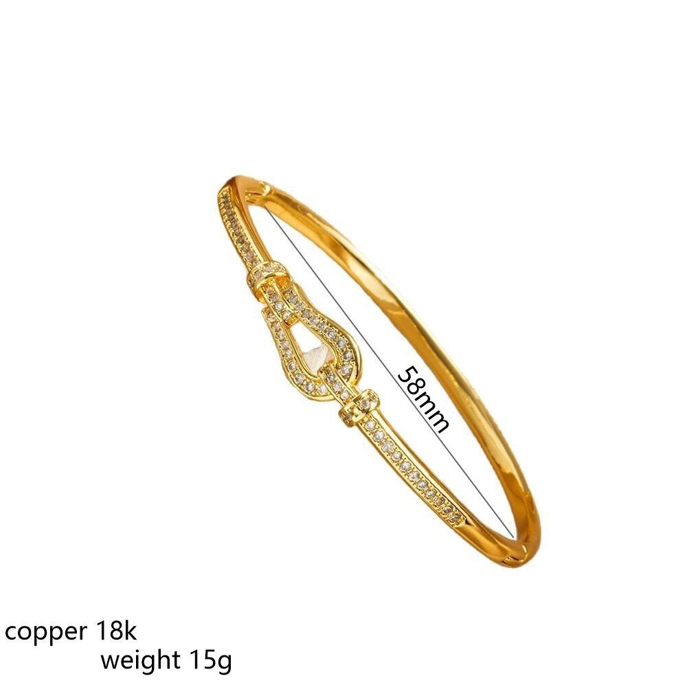 Versatile Full Diamond Horseshoe Buckle Simple Bracelet