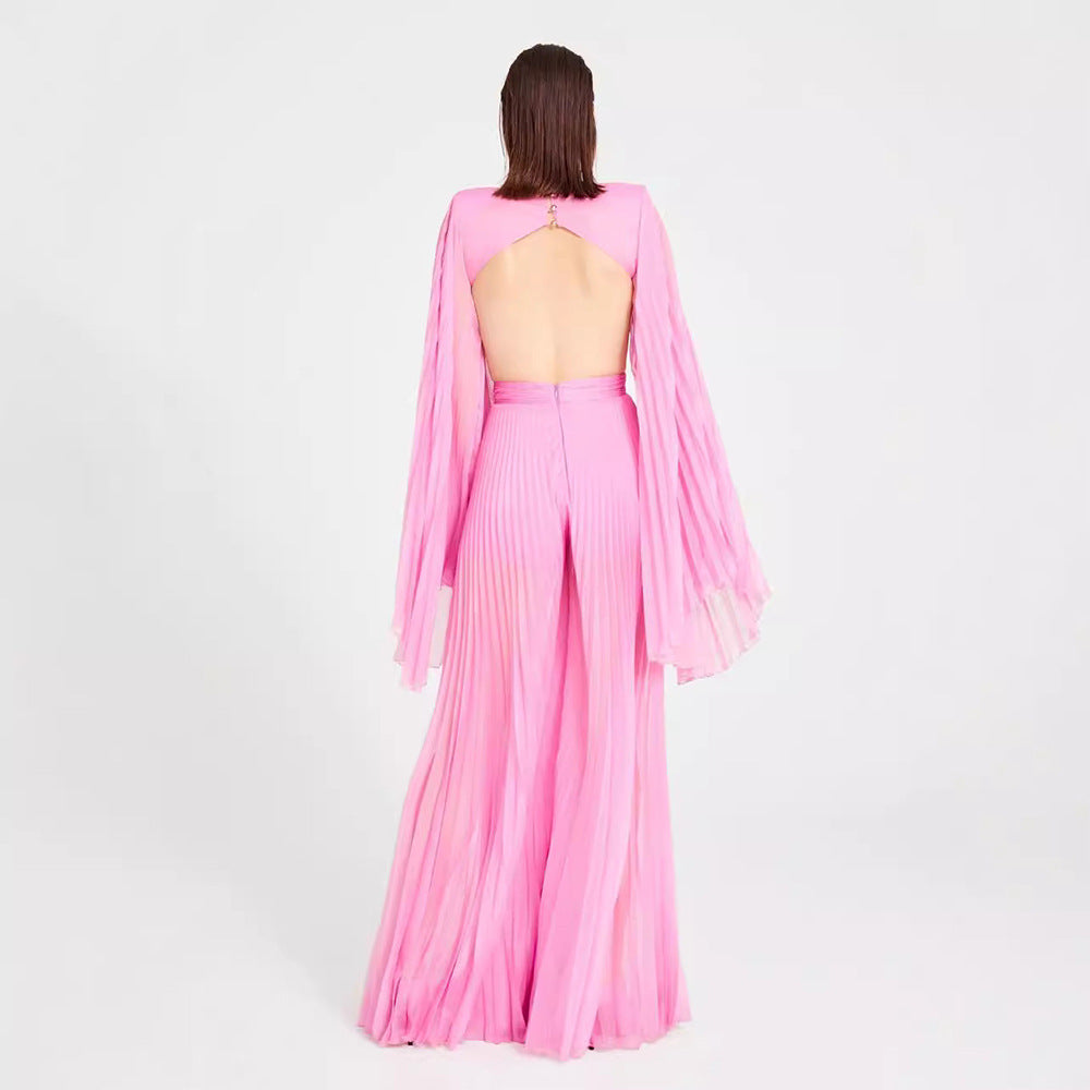 Fashion Backless Flower-decorated V-neck Evening Dress