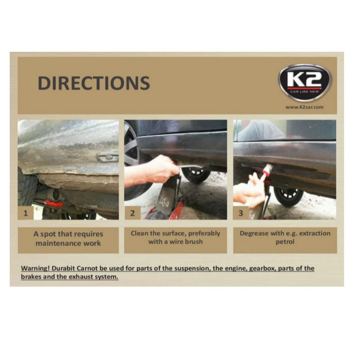 K2 DURABIT Undercoat 1L - Bitumen-Rubber Chassis Protection