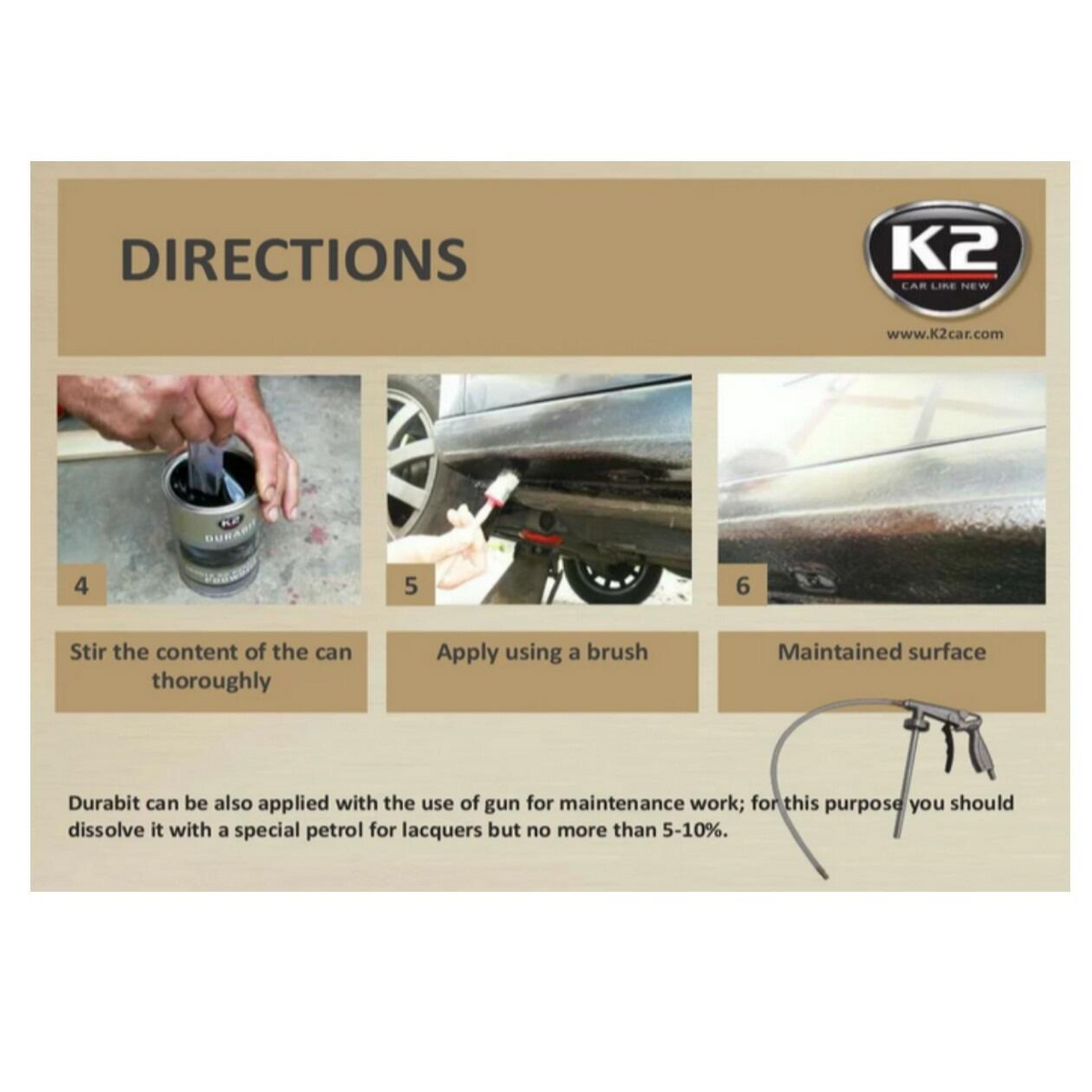K2 DURABIT Undercoat 1L - Bitumen-Rubber Chassis Protection