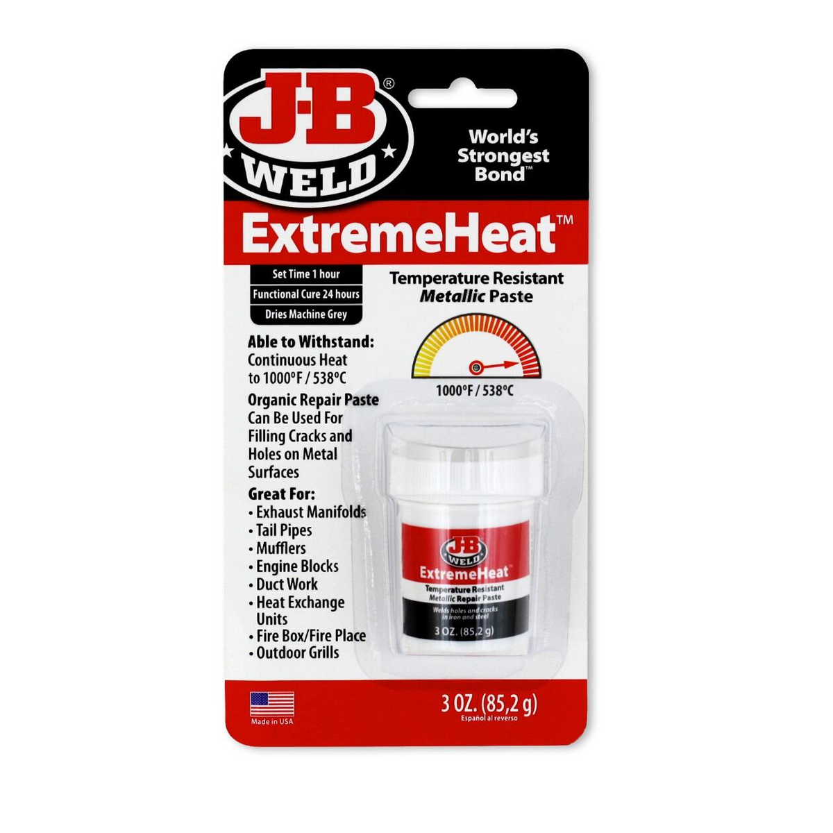 J-B Weld ExtremeHeat Metallic Paste - High Temperature Repair for Exhausts & More