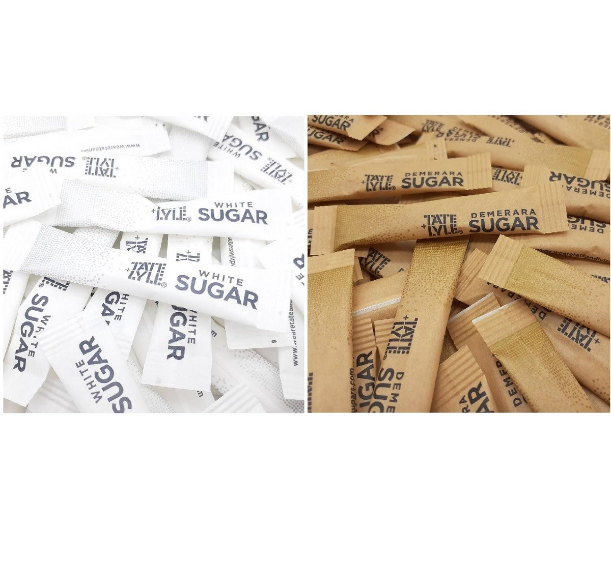 Tate & Lyle Sugar Individual Sticks Sachets White and Brown Demerara Granulated