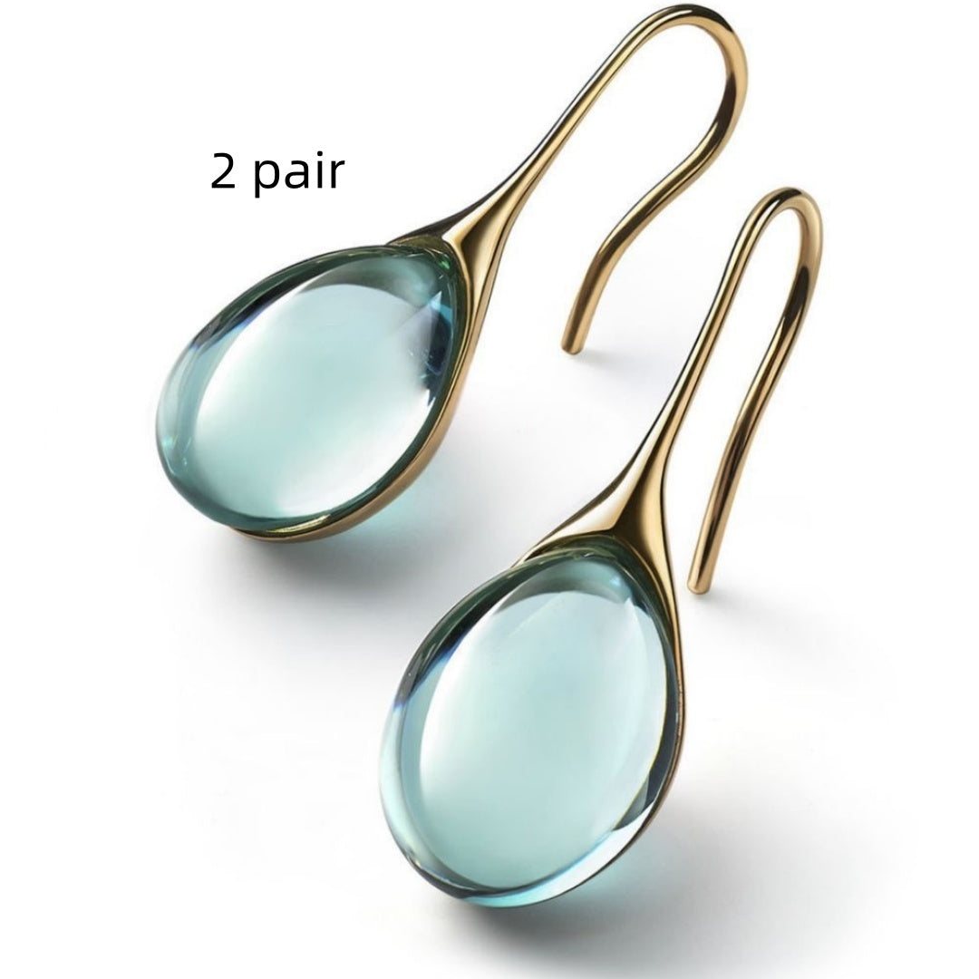 Four Color Inlaid Opal Earrings European And American Ladies Fashion Earrings