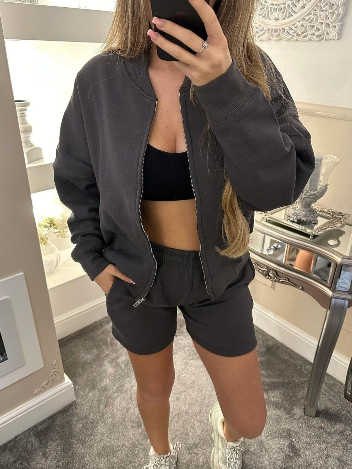 Long Sleeve Coat Shorts Two-piece Suit For Women