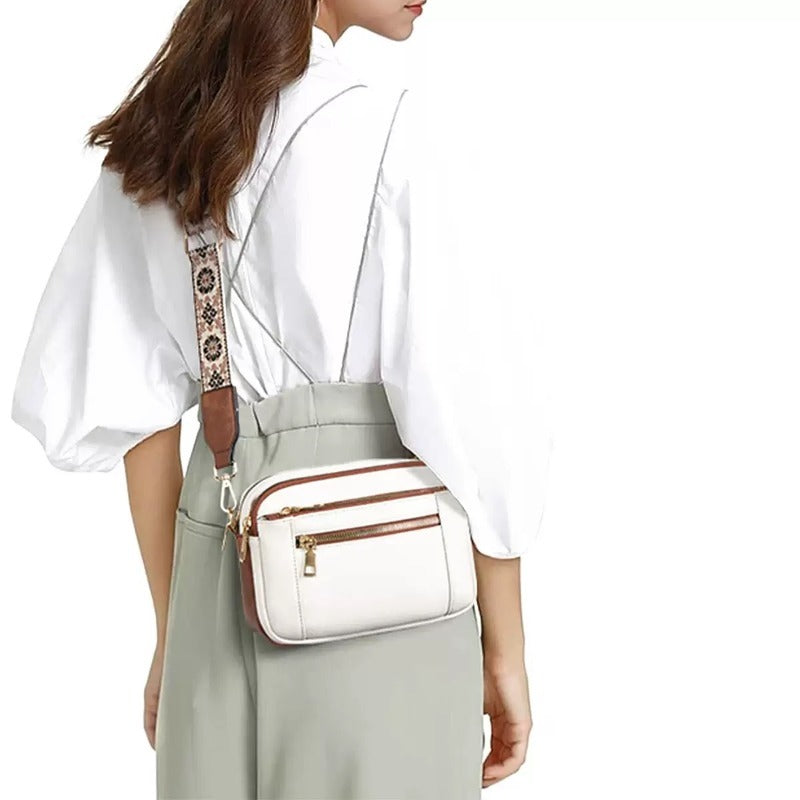 Ladies' Small Square Bag Two-tone Leather Crossbody Bag Large-capacity PU Crossbody Wallet Multi-functional For Women's Bag