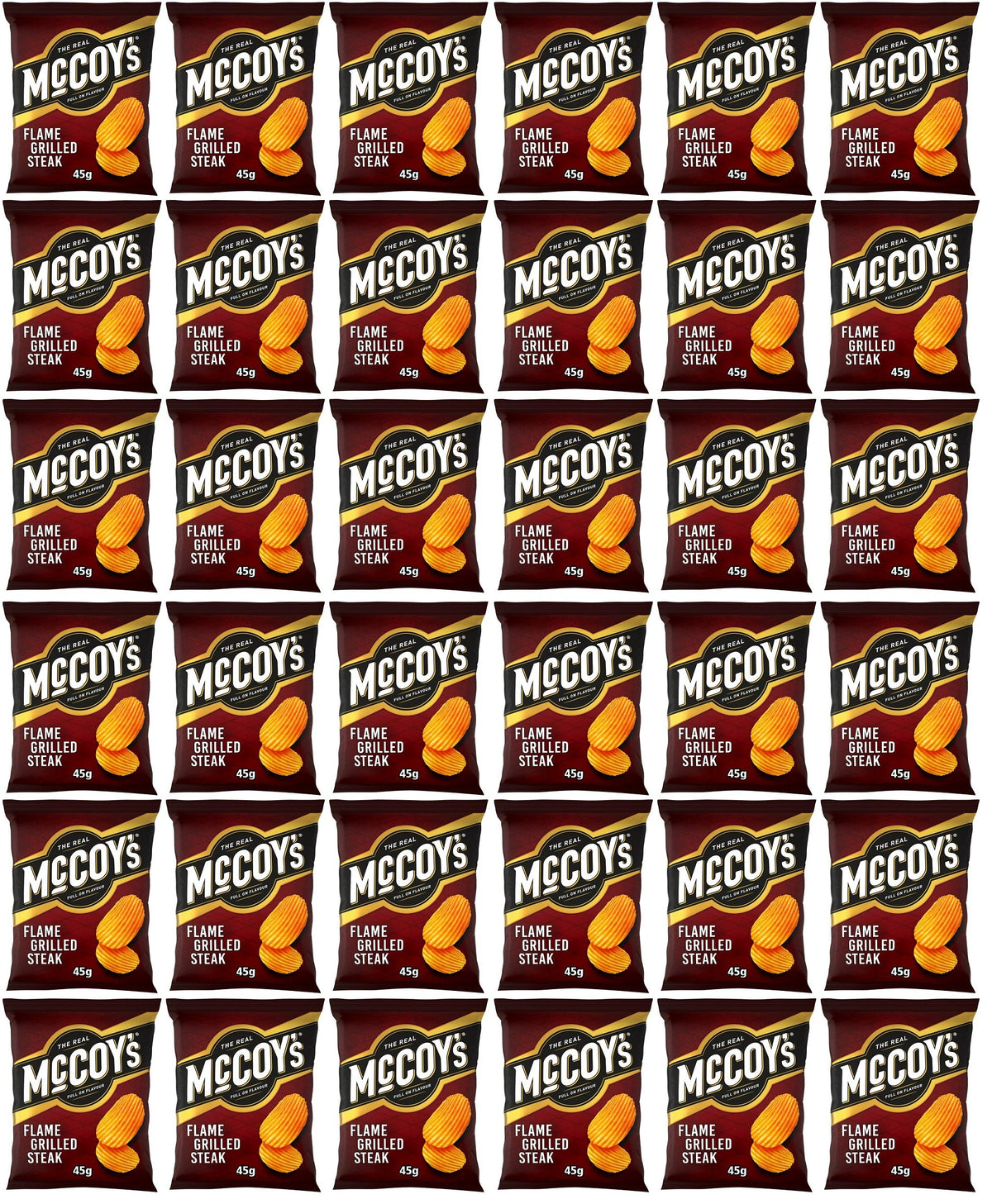 36 x Mccoy's Flame Grilled Steak Flavour Potato Crisps 45G
