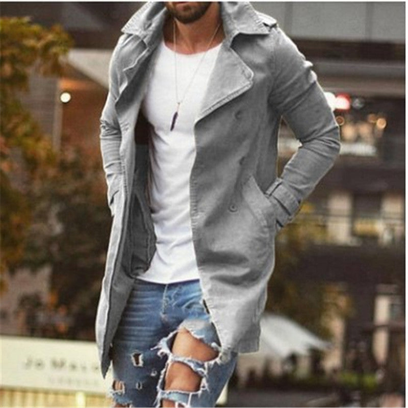 Mid-length slim-fit plus size trench coat