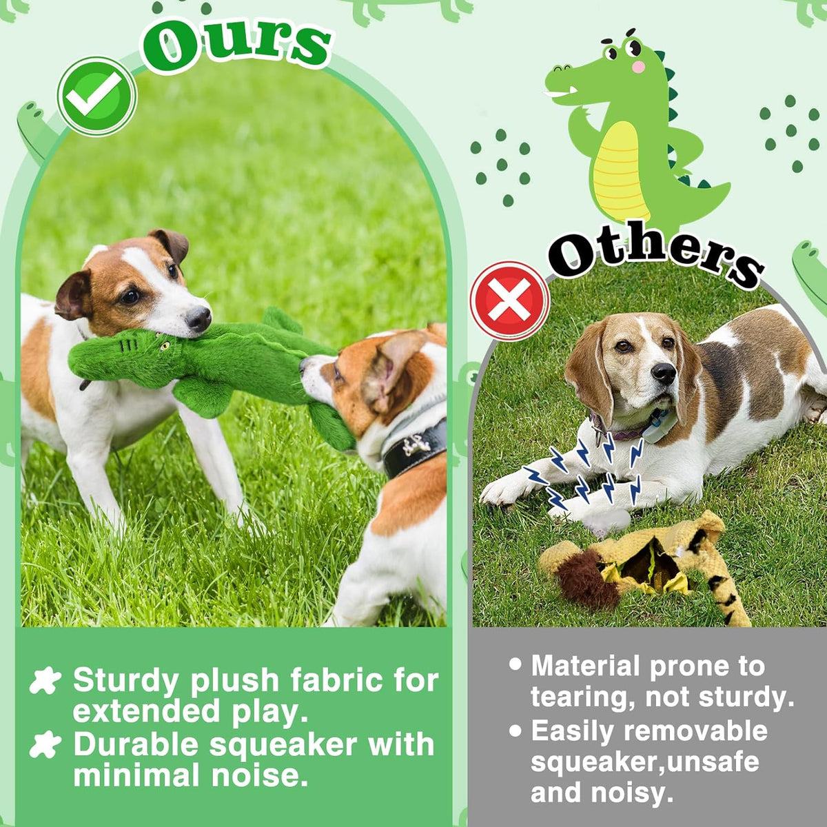 Squeaky Dog Toy Tough No Stuffing Toys For Aggressive Chewers Small Medium Large Dogs Durable Crinkle Interactive Plush Puppy Toys For Birthday Gift