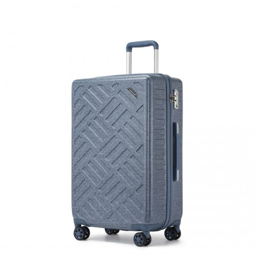 KSS2495 - Supercase 24 Inch Sleek Geometric Pattern Hard Shell ABS+PC Check-In Suitcase with TSA Lock for Effortless Travel - Denim Blue