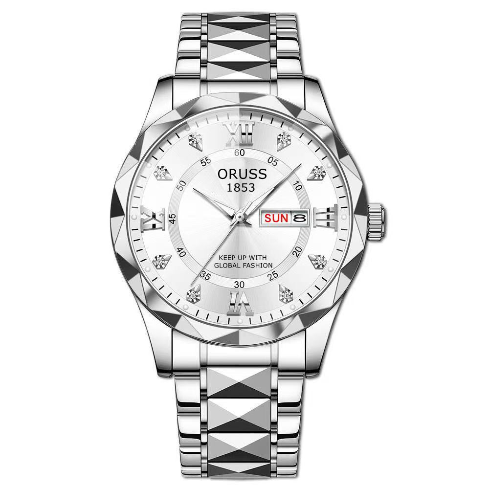 Dual-calendar Mens Quartz Casual Watch