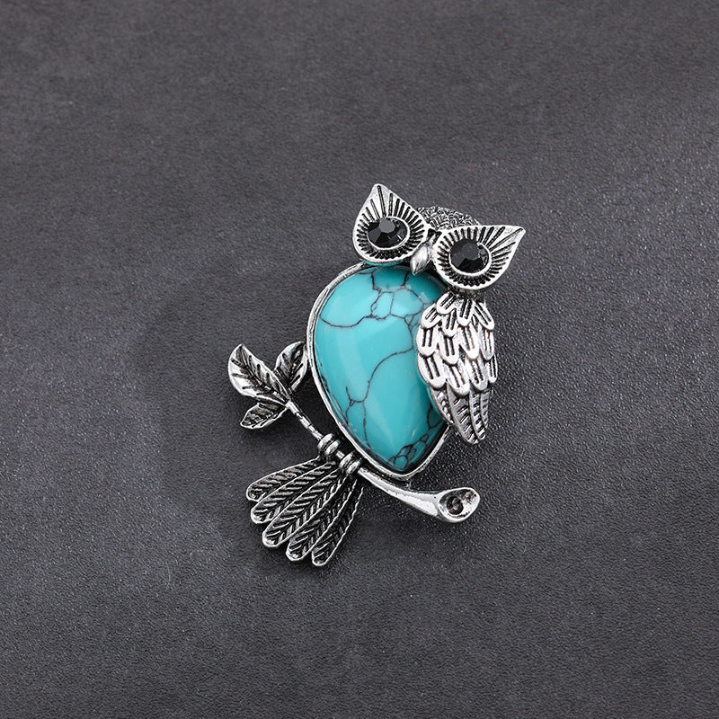 Natural Stone Crystal Pendant Owl Pendant Alloy Accessories Necklace