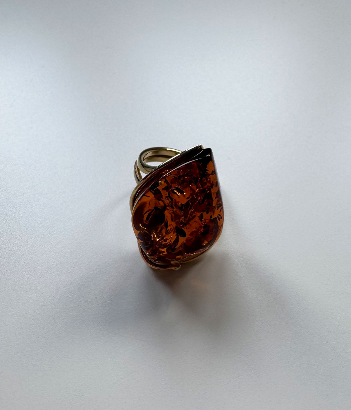 OOAK Maple Rose Amber Adjustable Ring (SIZE N-T)