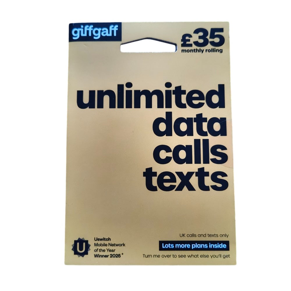giffgaff Pay As You Go Sim Card - £35