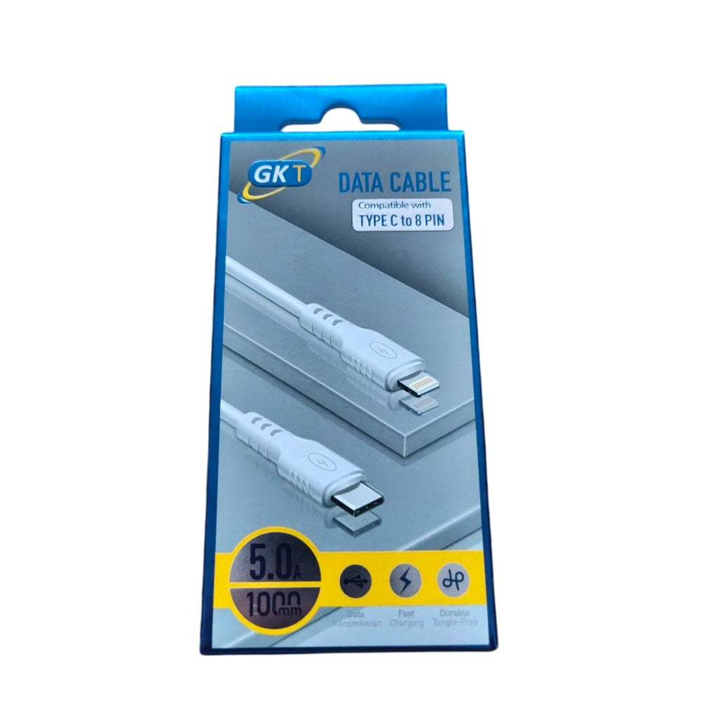 GK Telecom White 8-Pin to USB-C Cable - 1m