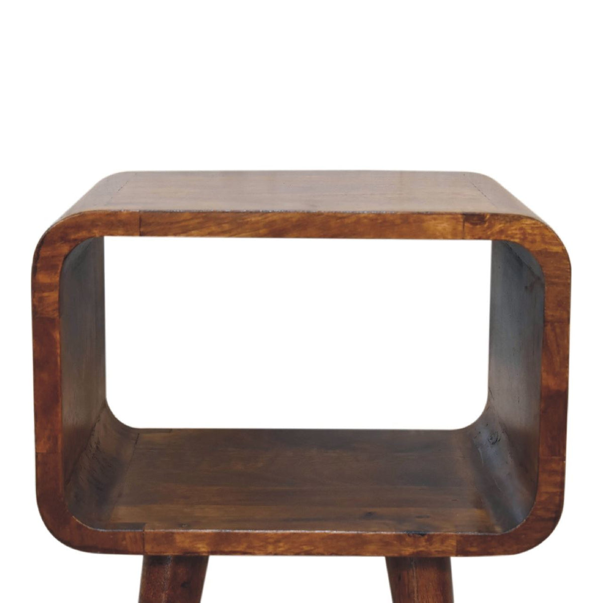 Artisan Mini Chestnut Curved Open Bedside Table