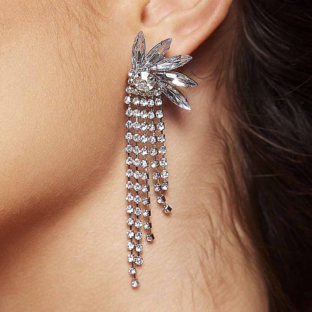 Tassel Multi-section Multi-layer Elongated Overlapping Earrings