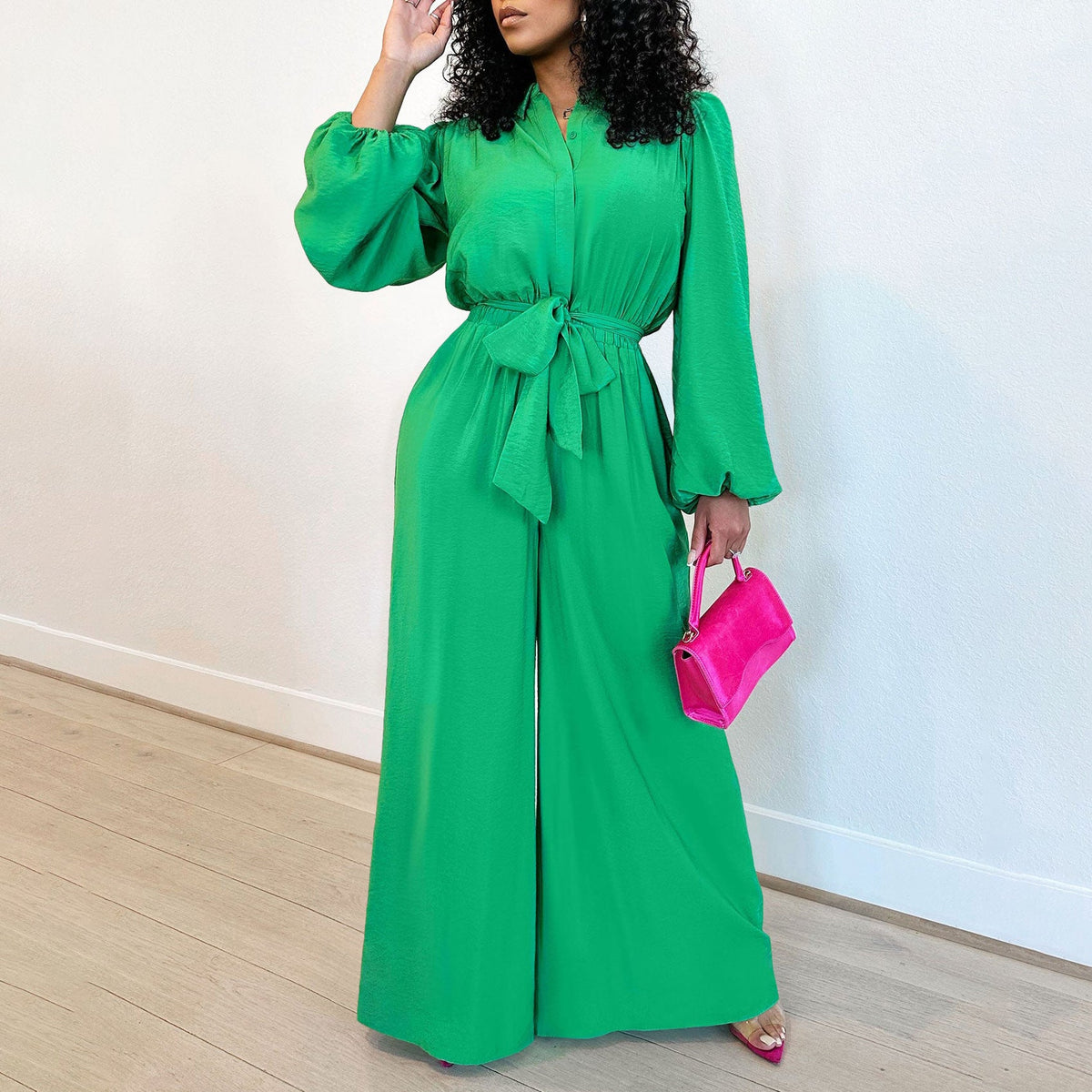 Fashion Long Sleeve Plus Size Casual Jumpsuit