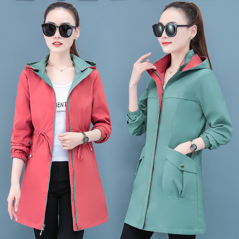 Women's Reversible Mid-Length Coat | 2-in-1 Spring & Autumn Jacket