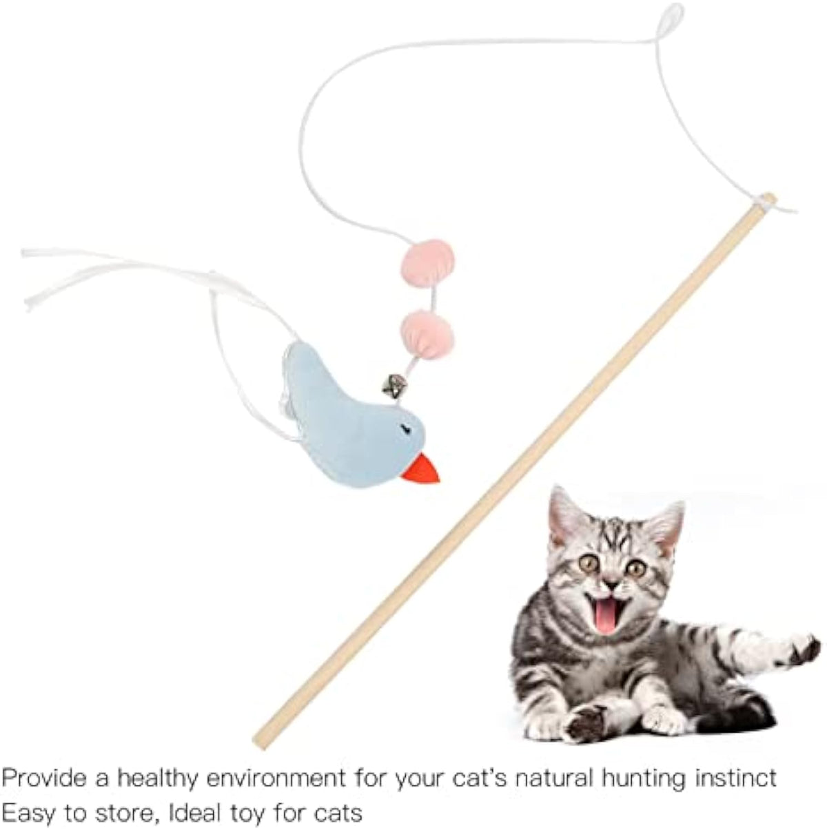 Pole Wooden Pole Funny Cat Stick Flexible For Cat Bell Funny Cat Stick Elastic Rope Woodenfor Cat