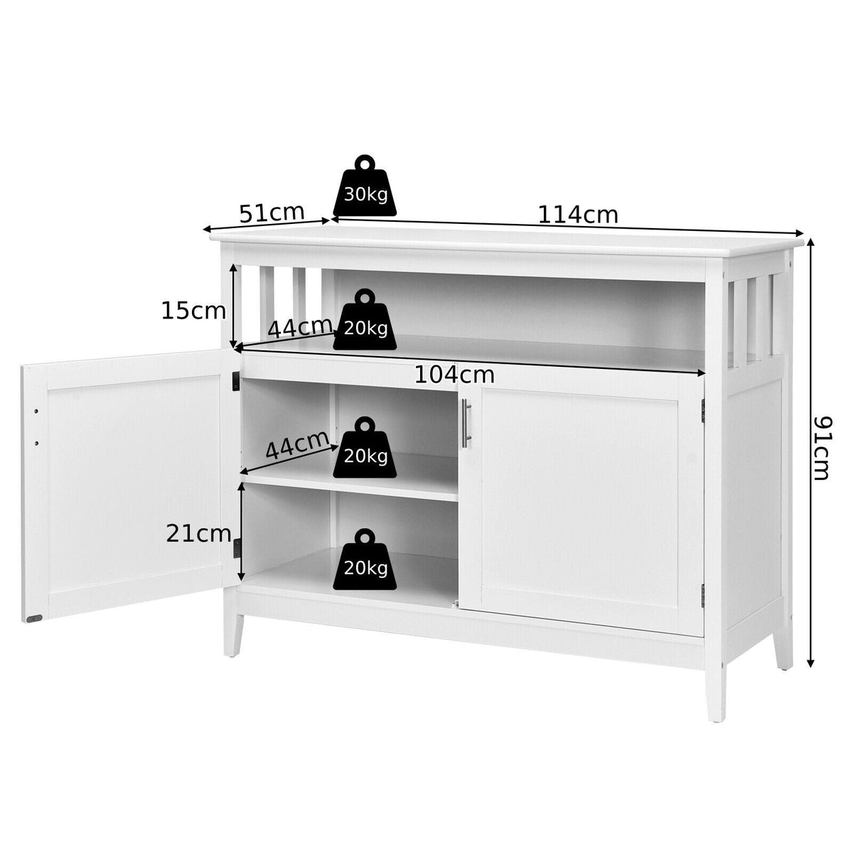 Modern Storage Cabinet Kitchen Buffet Server Sideboard-Grey