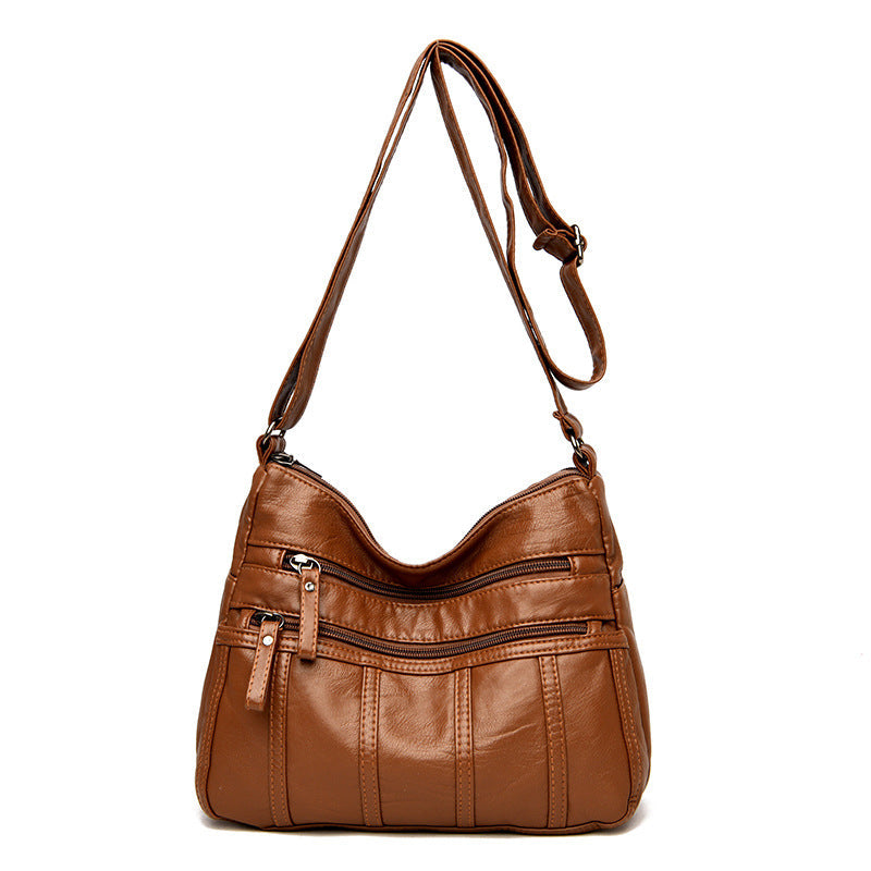 New Trendy Soft Leather Multilayer Messenger Bag