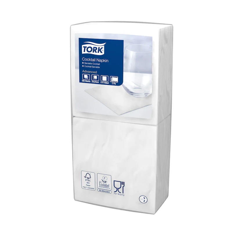 12 servilletas de cóctel Tork blancas x 477534