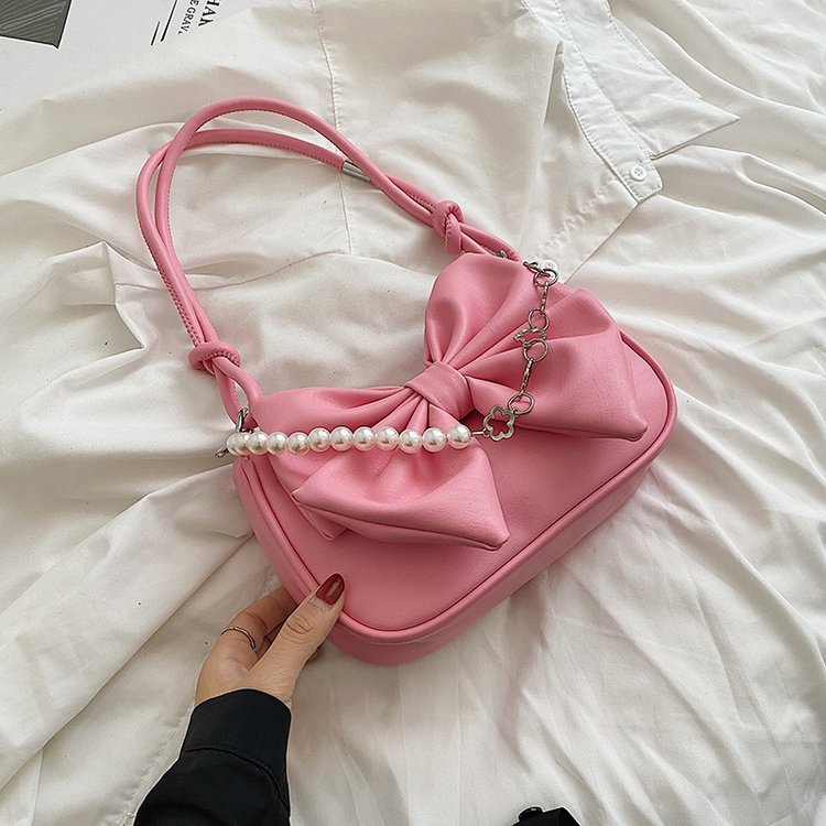 Niche Crossbody Texture Chain Bow Shoulder Bag